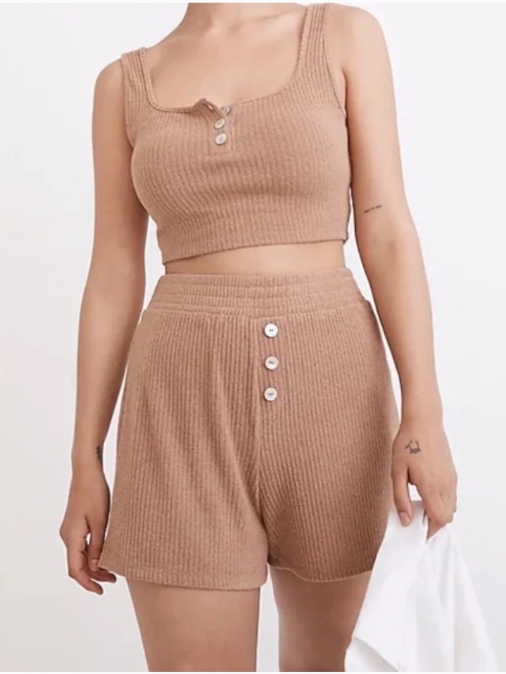 Madewell MWL Ribbed Henley Pull-On Shorts Size XS